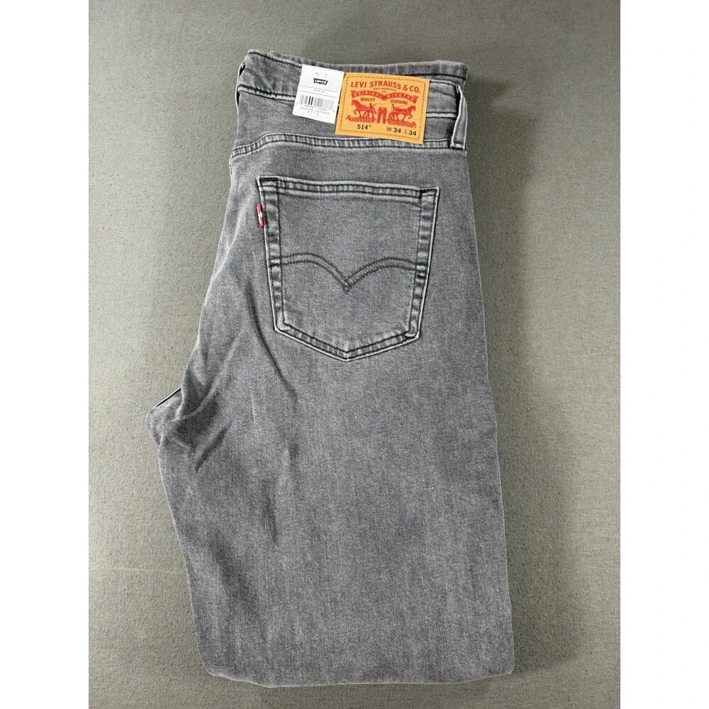 Levi's 514 Jeans Men 34x34 Black Fade Stretch Denim Straight Leg Flex Casual NEW